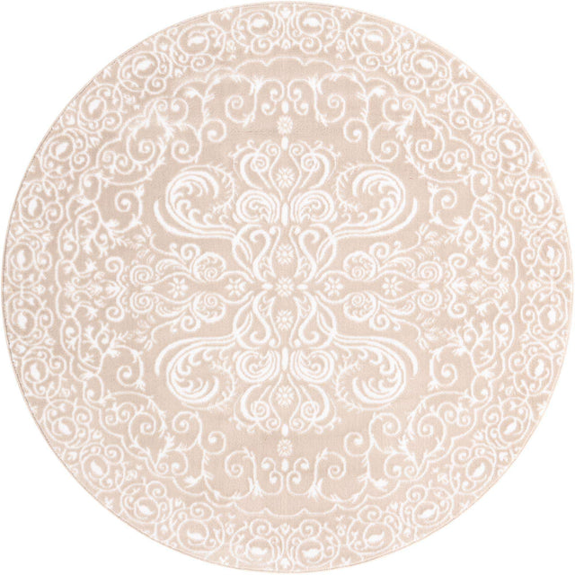 Beige 5' x 5' Rushmore Round Area Rug 55% Polypropylene & 45% Polyester Durable Quality Carpet for Indoor Home Decorating for Sale at Rug Engine