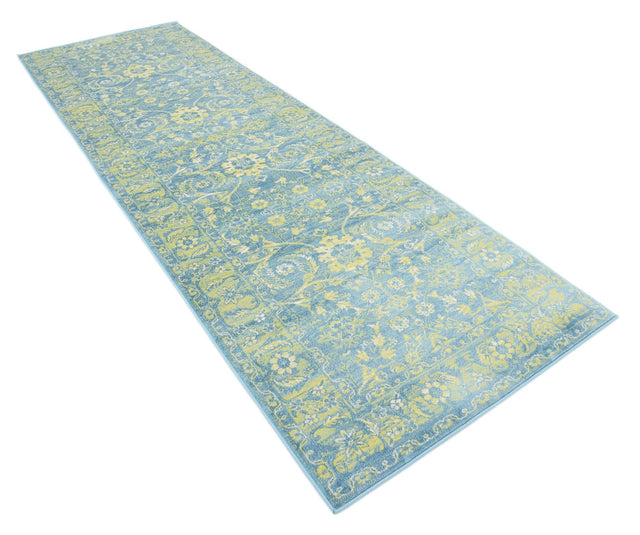 Blue 3' x 9' 10 Imperial Runner Area Rug 100% Polypropylene With Cotton Backing Traditional Vintage Distressed Design Carpet for Sale at Rug Engine