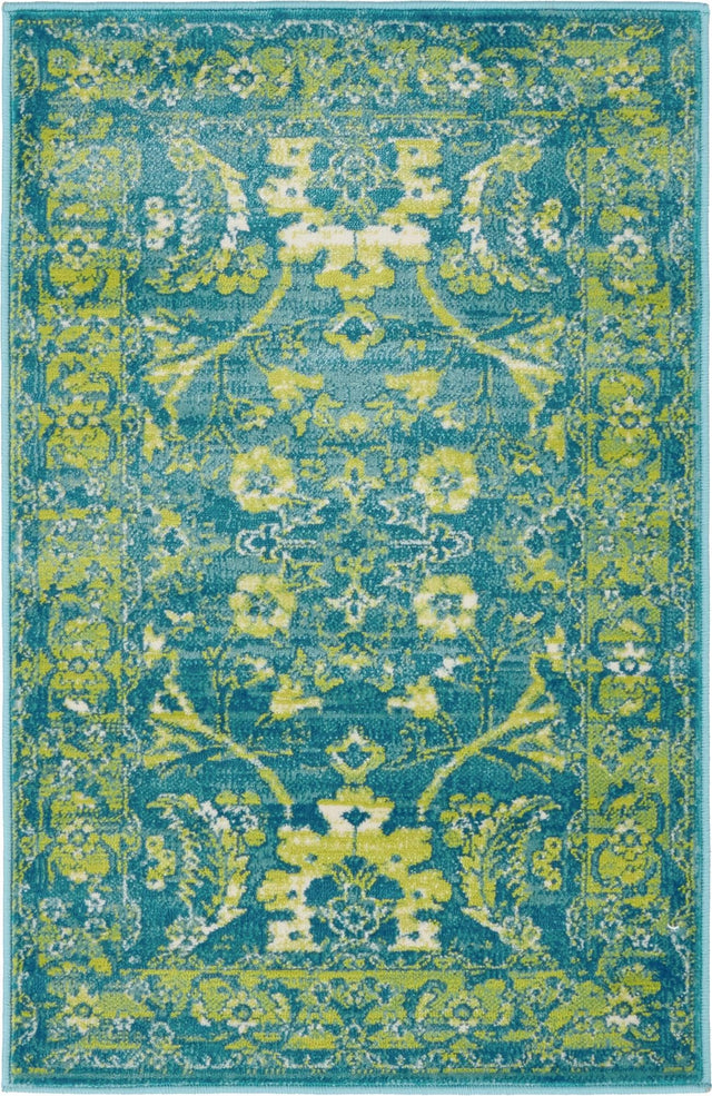 Blue 2' x 3' 1 Imperial Rectangle Area Rug 100% Polypropylene With Cotton Backing Traditional Vintage Distressed Design Carpet for Sale at Rug Engine