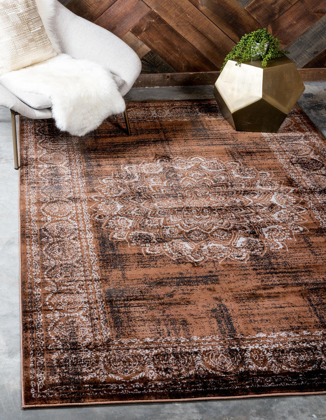 Chocolate Brown 7' 1 x 10' Imperial Rectangle Area Rug 100% Polypropylene With Cotton Backing Traditional Vintage Distressed Design Carpet for Sale at Rug Engine