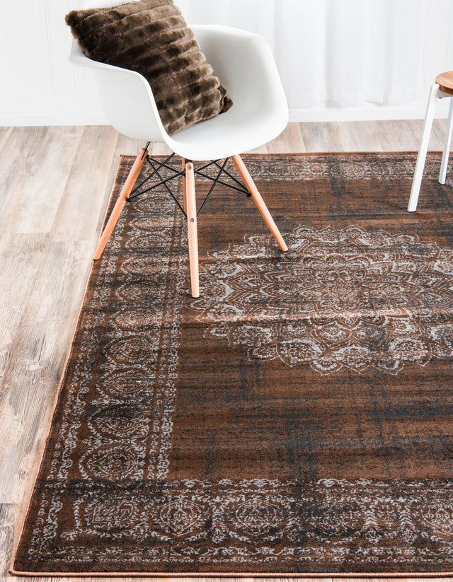Chocolate Brown 7' 1 x 10' Imperial Rectangle Area Rug 100% Polypropylene With Cotton Backing Traditional Vintage Distressed Design Carpet for Sale at Rug Engine