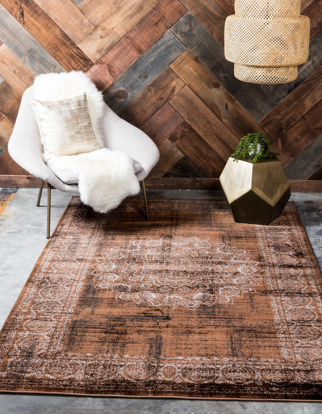 Chocolate Brown 7' 1 x 10' Imperial Rectangle Area Rug 100% Polypropylene With Cotton Backing Traditional Vintage Distressed Design Carpet for Sale at Rug Engine