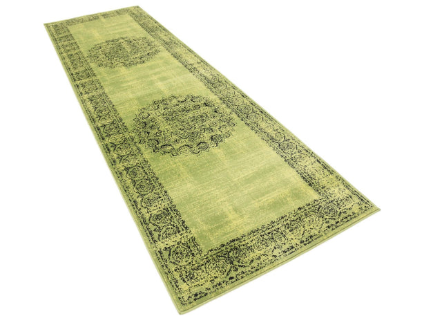 Sage Green 3' x 9' 10 Imperial Runner Area Rug 100% Polypropylene With Cotton Backing Traditional Vintage Distressed Design Carpet for Sale at Rug Engine