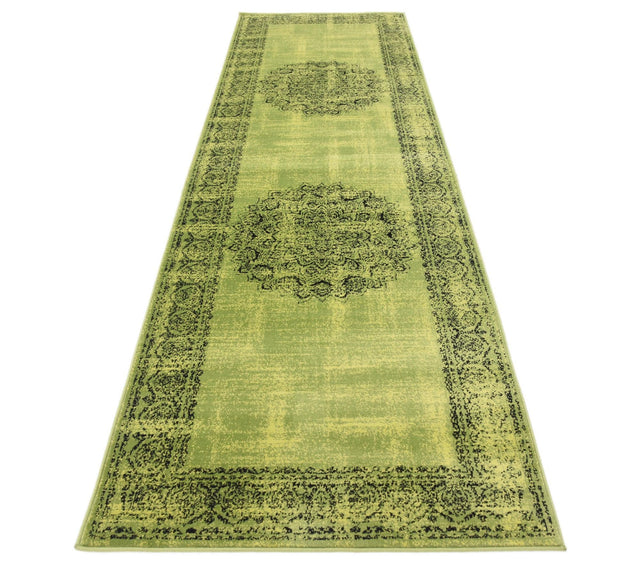 Sage Green 3' x 9' 10 Imperial Runner Area Rug 100% Polypropylene With Cotton Backing Traditional Vintage Distressed Design Carpet for Sale at Rug Engine