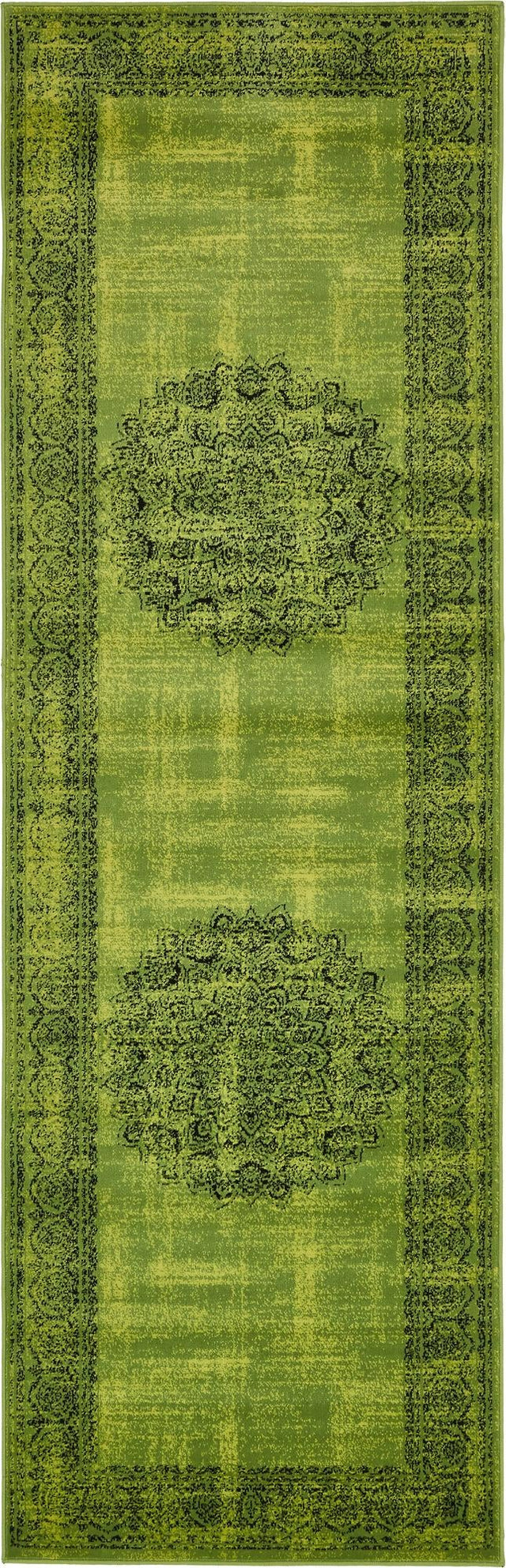 Sage Green 3' x 9' 10 Imperial Runner Area Rug 100% Polypropylene With Cotton Backing Traditional Vintage Distressed Design Carpet for Sale at Rug Engine