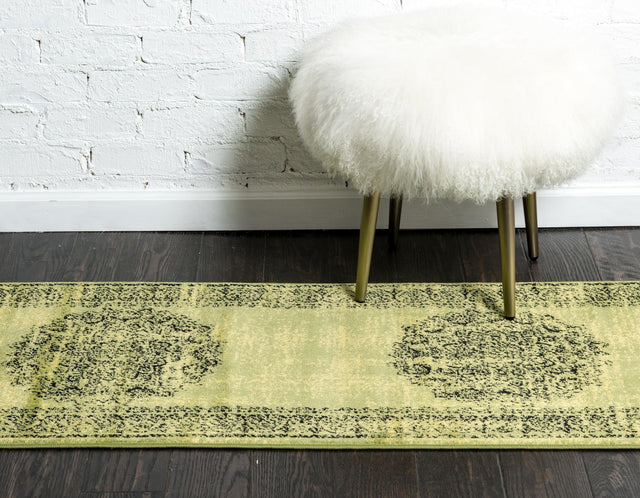 Sage Green 3' x 9' 10 Imperial Runner Area Rug 100% Polypropylene With Cotton Backing Traditional Vintage Distressed Design Carpet for Sale at Rug Engine