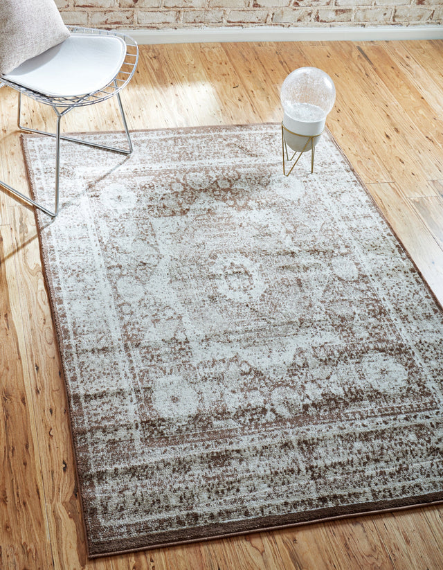 Chocolate Brown 4' 1 x 6' 1 Imperial Rectangle Area Rug 100% Polypropylene With Cotton Backing Traditional Vintage Distressed Design Carpet for Sale at Rug Engine