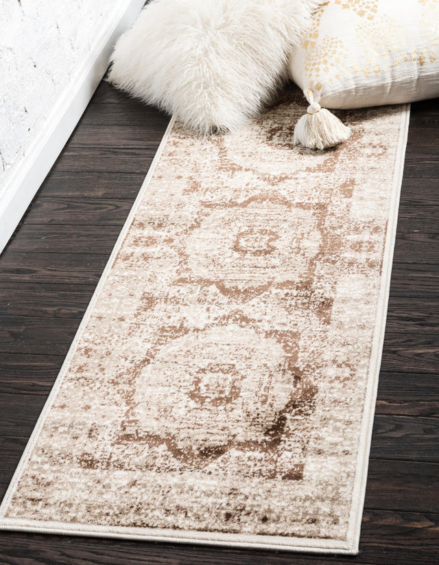 Dark Beige 2' x 6' 1 Imperial Runner Area Rug 100% Polypropylene With Cotton Backing Traditional Vintage Distressed Design Carpet for Sale at Rug Engine