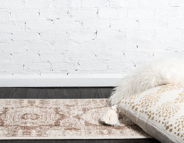 Dark Beige 2' x 6' 1 Imperial Runner Area Rug 100% Polypropylene With Cotton Backing Traditional Vintage Distressed Design Carpet for Sale at Rug Engine