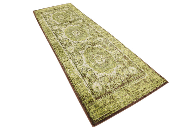 Light Green 3' x 9' 10 Imperial Runner Area Rug 100% Polypropylene With Cotton Backing Traditional Vintage Distressed Design Carpet for Sale at Rug Engine
