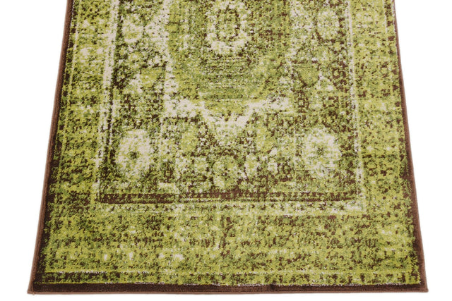 Light Green 3' x 9' 10 Imperial Runner Area Rug 100% Polypropylene With Cotton Backing Traditional Vintage Distressed Design Carpet for Sale at Rug Engine