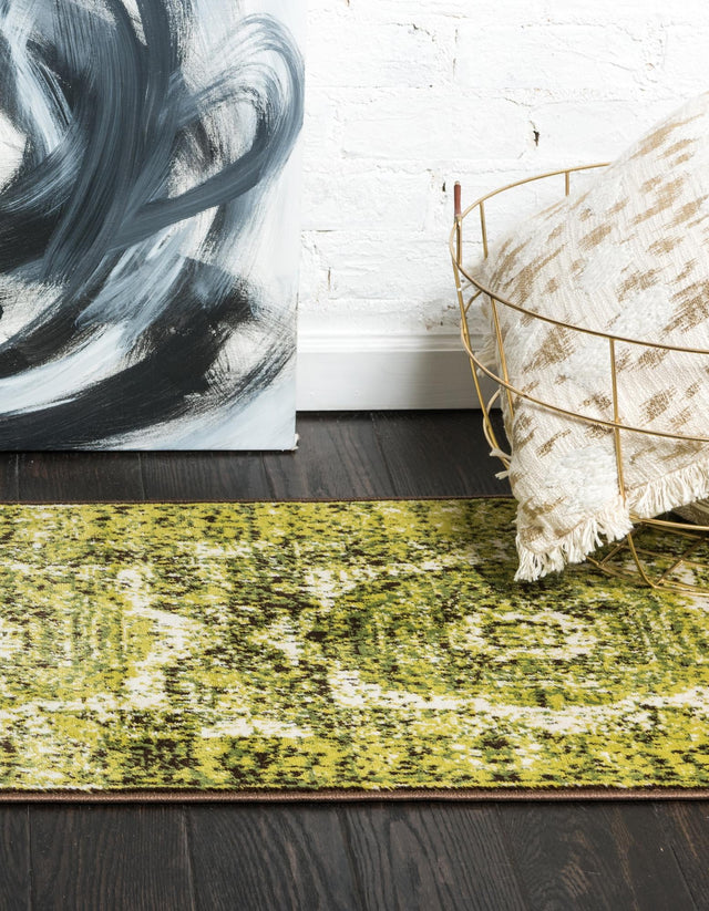 Light Green 2' x 6' 1 Imperial Runner Area Rug 100% Polypropylene With Cotton Backing Traditional Vintage Distressed Design Carpet for Sale at Rug Engine