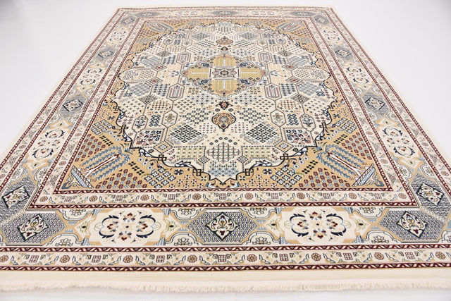 Ivory 7' 10 x 10' Narenj Rectangle Area Rug 85% Polypropylene & 15% Polyester Traditional Classic Carpet for Living, Dining, Bedrooms, Office for Sale at Rug Engine