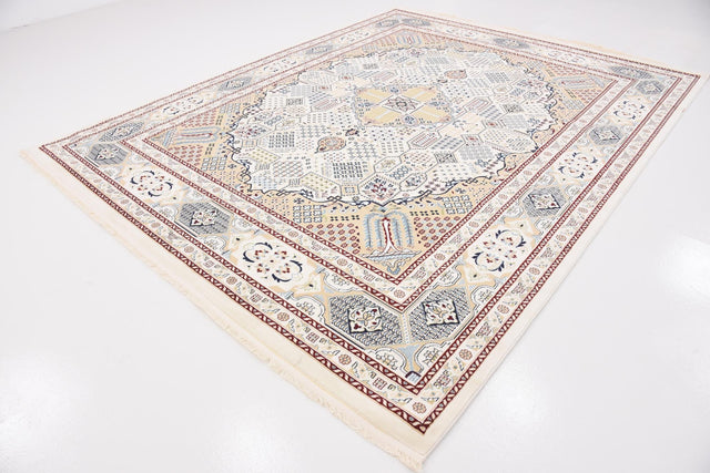 Ivory 7' 10 x 10' Narenj Rectangle Area Rug 85% Polypropylene & 15% Polyester Traditional Classic Carpet for Living, Dining, Bedrooms, Office for Sale at Rug Engine