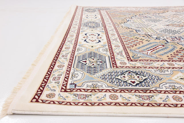 Ivory 7' 10 x 10' Narenj Rectangle Area Rug 85% Polypropylene & 15% Polyester Traditional Classic Carpet for Living, Dining, Bedrooms, Office for Sale at Rug Engine
