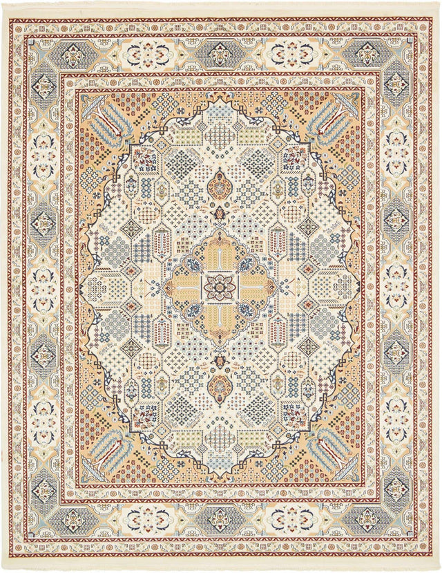 Ivory 7' 10 x 10' Narenj Rectangle Area Rug 85% Polypropylene & 15% Polyester Traditional Classic Carpet for Living, Dining, Bedrooms, Office for Sale at Rug Engine