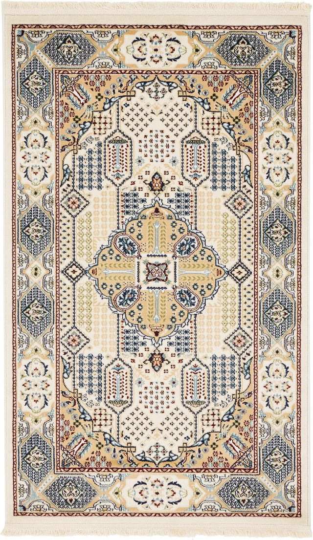 Ivory 3' 1 x 5' 3 Narenj Rectangle Area Rug 85% Polypropylene & 15% Polyester Traditional Classic Carpet for Living, Dining, Bedrooms, Office for Sale at Rug Engine