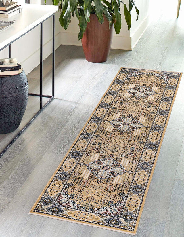 Beige 2' 11 x 13' 1 Narenj Runner Area Rug 85% Polypropylene & 15% Polyester Traditional Classic Carpet for Living, Dining, Bedrooms, Office for Sale at Rug Engine