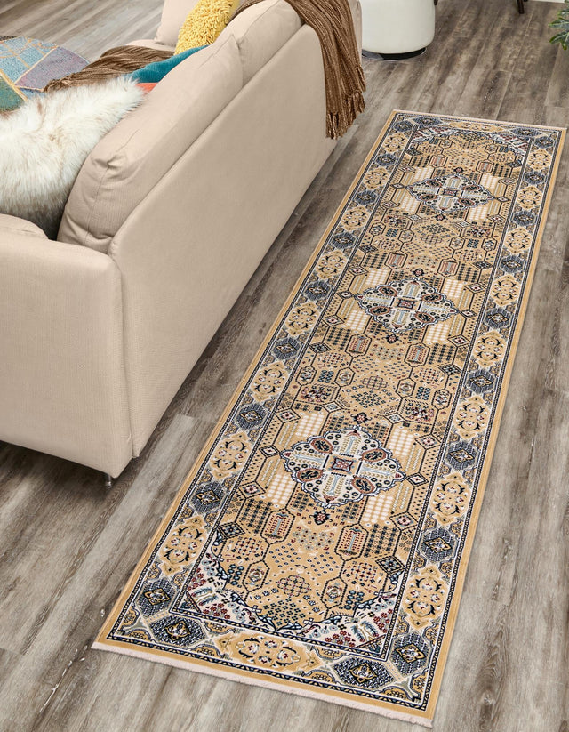 Beige 2' 11 x 13' 1 Narenj Runner Area Rug 85% Polypropylene & 15% Polyester Traditional Classic Carpet for Living, Dining, Bedrooms, Office for Sale at Rug Engine