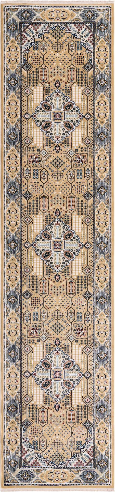 Beige 2' 11 x 13' 1 Narenj Runner Area Rug 85% Polypropylene & 15% Polyester Traditional Classic Carpet for Living, Dining, Bedrooms, Office for Sale at Rug Engine
