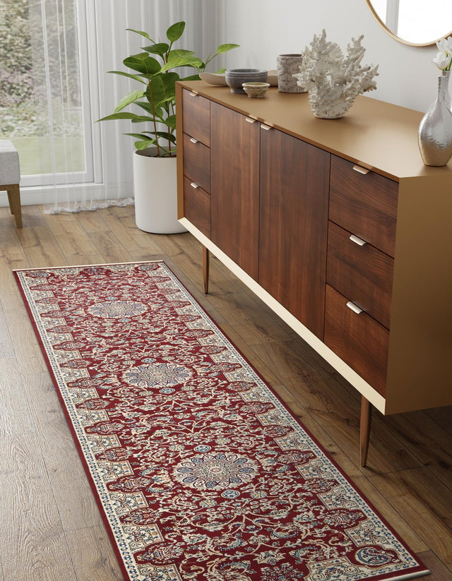 Burgundy 2' 11 x 13' 1 Narenj Runner Area Rug 85% Polypropylene & 15% Polyester Traditional Classic Carpet for Living, Dining, Bedrooms, Office for Sale at Rug Engine