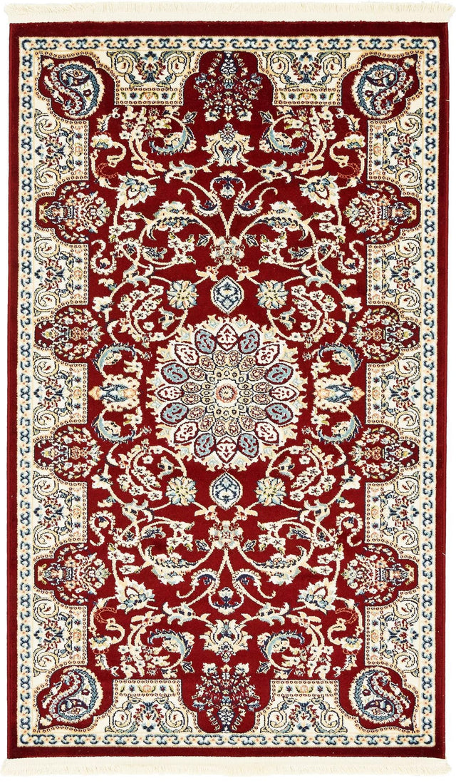 Burgundy 3' 1 x 5' 3 Narenj Rectangle Area Rug 85% Polypropylene & 15% Polyester Traditional Classic Carpet for Living, Dining, Bedrooms, Office for Sale at Rug Engine