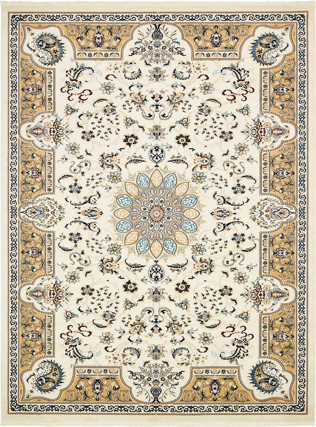 Ivory 10' x 13' Narenj Rectangle Area Rug 85% Polypropylene & 15% Polyester Traditional Classic Carpet for Living, Dining, Bedrooms, Office for Sale at Rug Engine