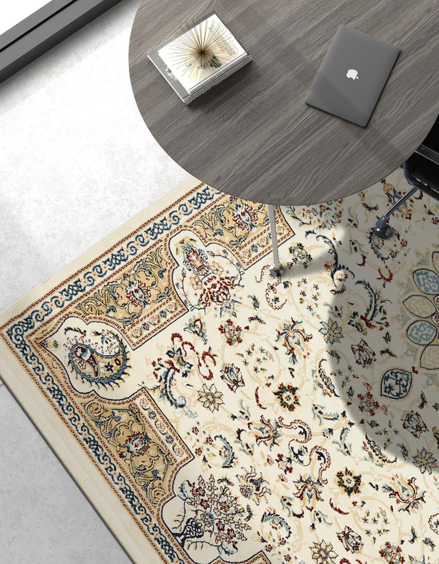 Ivory 3' x 5' 1 Narenj Rectangle Area Rug 85% Polypropylene & 15% Polyester Traditional Classic Carpet for Living, Dining, Bedrooms, Office for Sale at Rug Engine