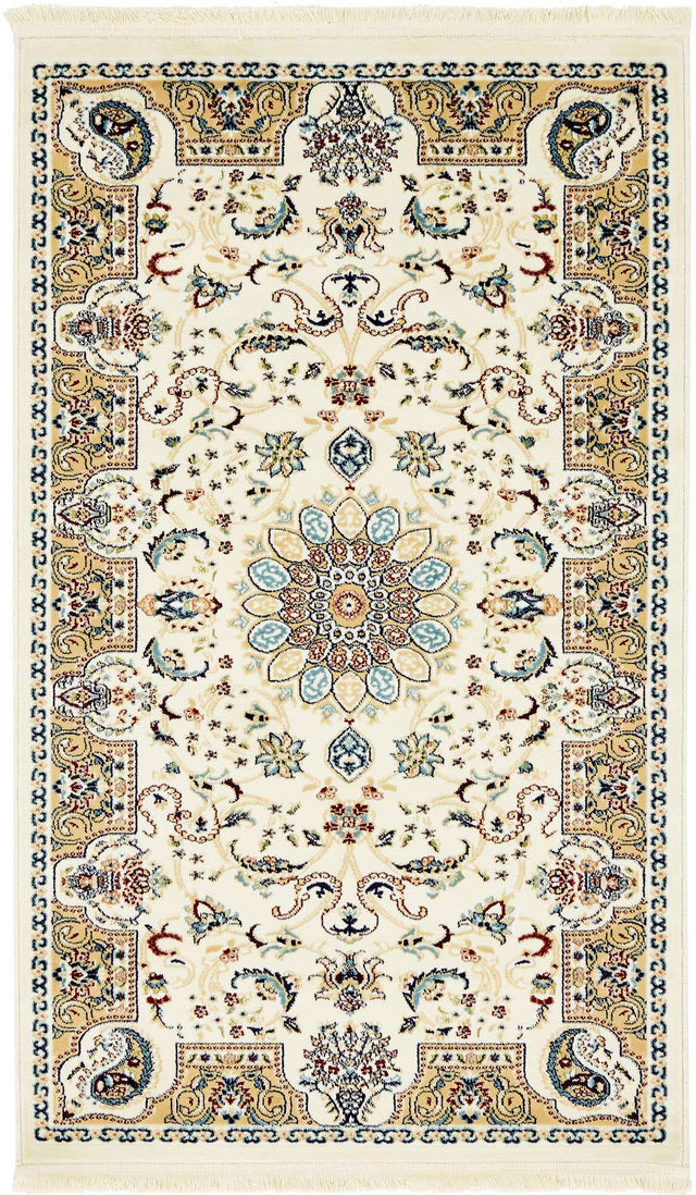 Ivory 3' x 5' 1 Narenj Rectangle Area Rug 85% Polypropylene & 15% Polyester Traditional Classic Carpet for Living, Dining, Bedrooms, Office for Sale at Rug Engine