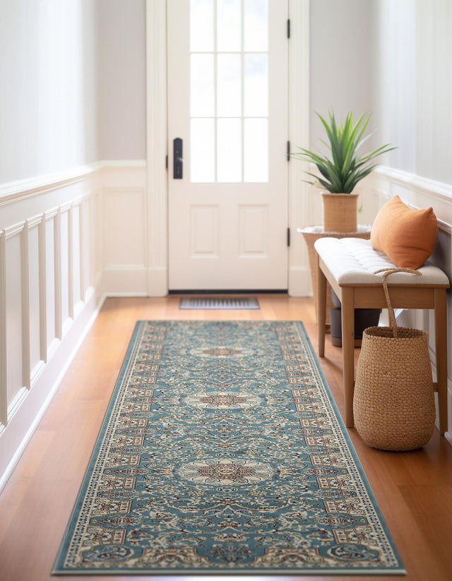 Blue 2' 11 x 13' 1 Narenj Runner Area Rug 85% Polypropylene & 15% Polyester Traditional Classic Carpet for Living, Dining, Bedrooms, Office for Sale at Rug Engine