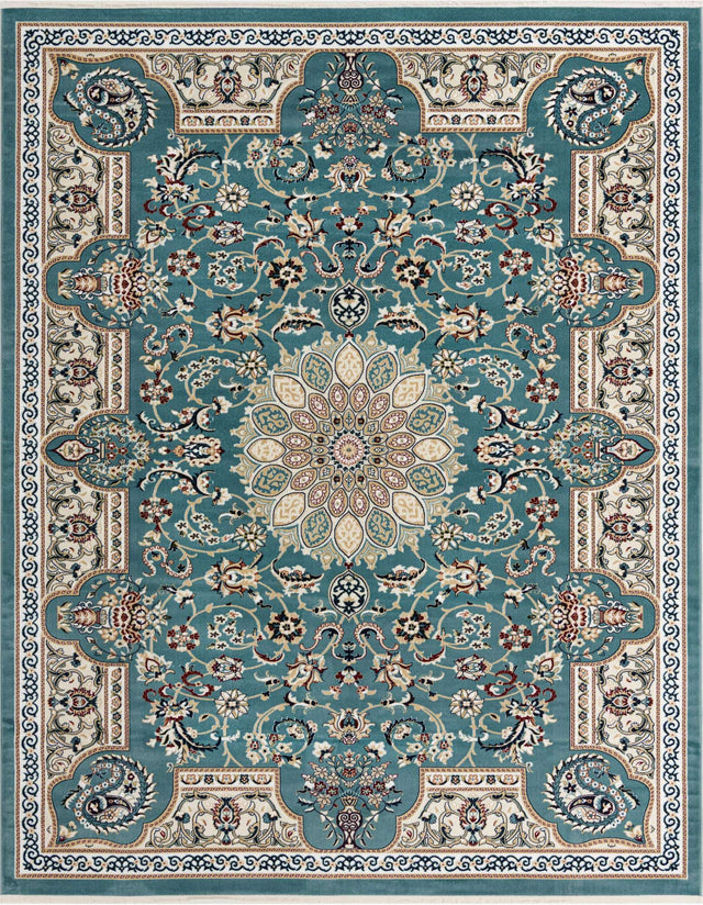Blue 7' 10 x 10' Narenj Rectangle Area Rug 85% Polypropylene & 15% Polyester Traditional Classic Carpet for Living, Dining, Bedrooms, Office for Sale at Rug Engine