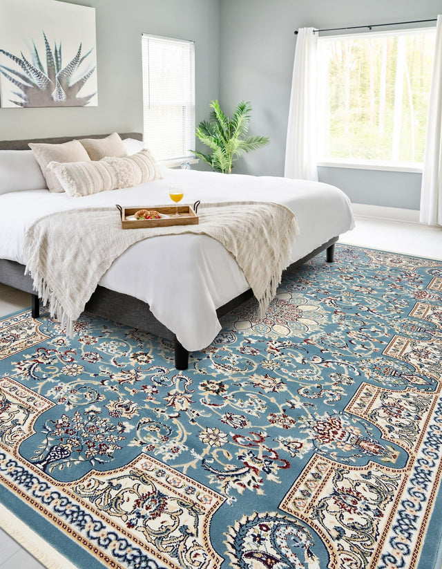 Blue 10' x 13' Narenj Rectangle Area Rug 85% Polypropylene & 15% Polyester Traditional Classic Carpet for Living, Dining, Bedrooms, Office for Sale at Rug Engine
