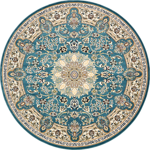 Blue 10' x 10' Narenj Round Area Rug 85% Polypropylene & 15% Polyester Traditional Classic Carpet for Living, Dining, Bedrooms, Office for Sale at Rug Engine