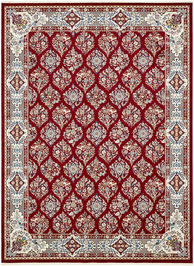 Burgundy 10' x 13' 1 Narenj Rectangle Area Rug 85% Polypropylene & 15% Polyester Traditional Classic Carpet for Living, Dining, Bedrooms, Office for Sale at Rug Engine