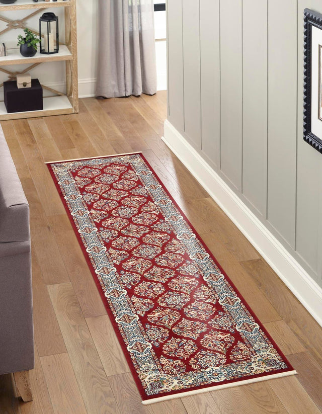 Burgundy 2' 11 x 13' 1 Narenj Runner Area Rug 85% Polypropylene & 15% Polyester Traditional Classic Carpet for Living, Dining, Bedrooms, Office for Sale at Rug Engine