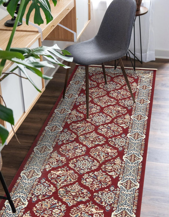 Burgundy 2' 11 x 13' 1 Narenj Runner Area Rug 85% Polypropylene & 15% Polyester Traditional Classic Carpet for Living, Dining, Bedrooms, Office for Sale at Rug Engine