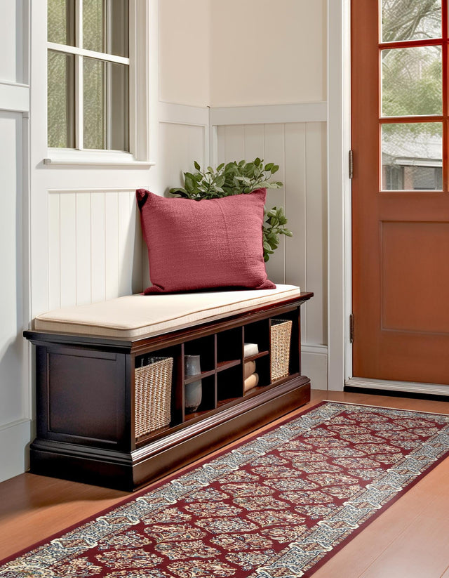 Burgundy 2' 11 x 13' 1 Narenj Runner Area Rug 85% Polypropylene & 15% Polyester Traditional Classic Carpet for Living, Dining, Bedrooms, Office for Sale at Rug Engine