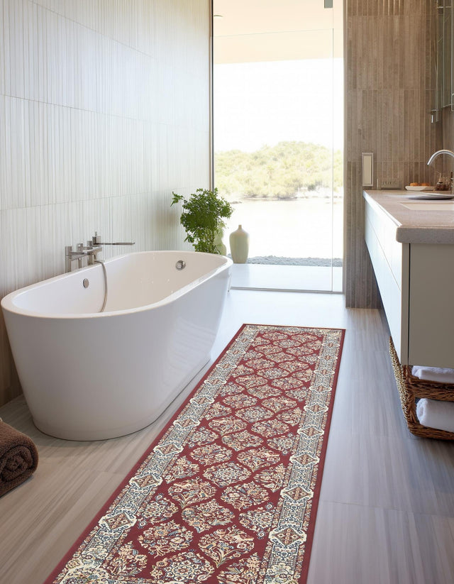 Burgundy 2' 11 x 13' 1 Narenj Runner Area Rug 85% Polypropylene & 15% Polyester Traditional Classic Carpet for Living, Dining, Bedrooms, Office for Sale at Rug Engine