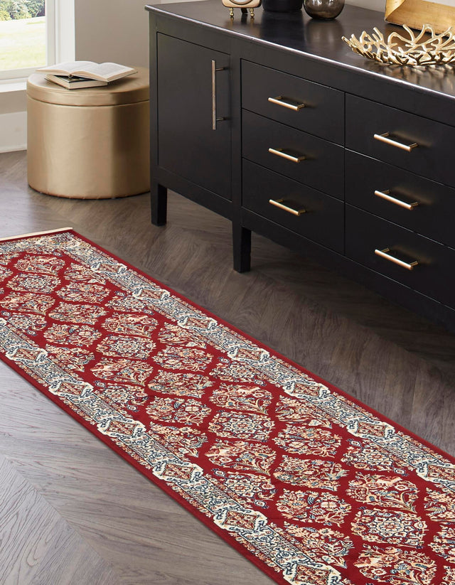 Burgundy 2' 11 x 13' 1 Narenj Runner Area Rug 85% Polypropylene & 15% Polyester Traditional Classic Carpet for Living, Dining, Bedrooms, Office for Sale at Rug Engine