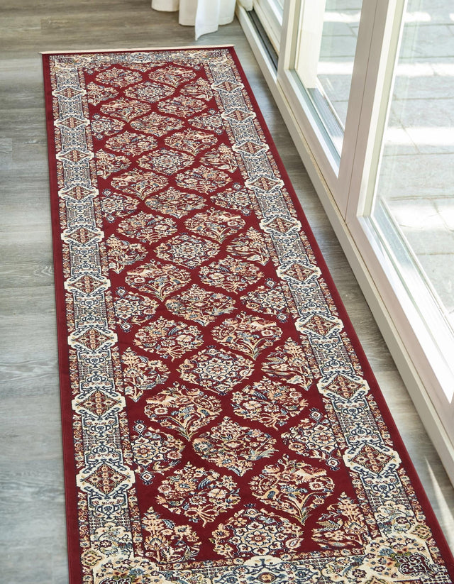 Burgundy 2' 11 x 13' 1 Narenj Runner Area Rug 85% Polypropylene & 15% Polyester Traditional Classic Carpet for Living, Dining, Bedrooms, Office for Sale at Rug Engine