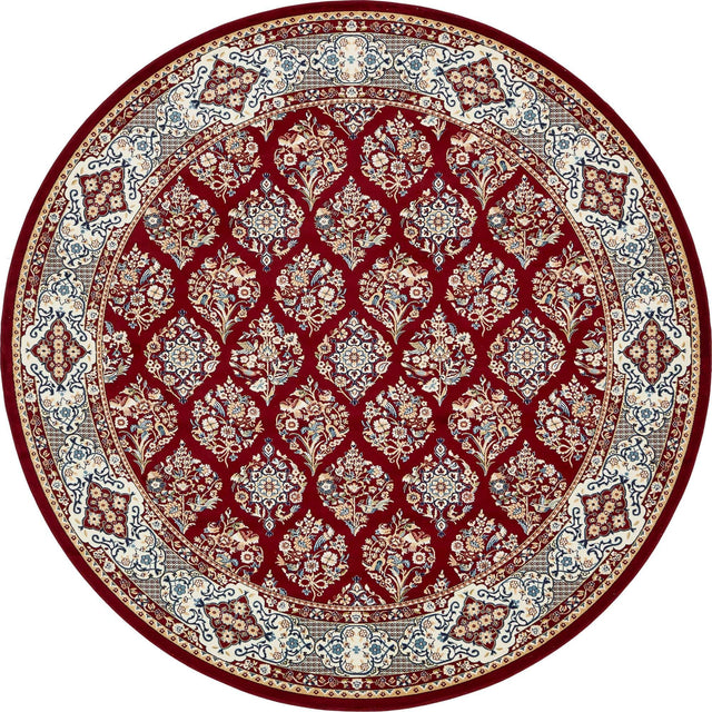 Burgundy 10' x 10' Narenj Round Area Rug 85% Polypropylene & 15% Polyester Traditional Classic Carpet for Living, Dining, Bedrooms, Office for Sale at Rug Engine
