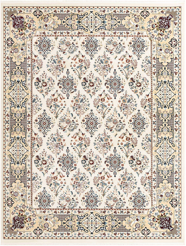 Ivory 8' x 10' Narenj Rectangle Area Rug 85% Polypropylene & 15% Polyester Traditional Classic Carpet for Living, Dining, Bedrooms, Office for Sale at Rug Engine