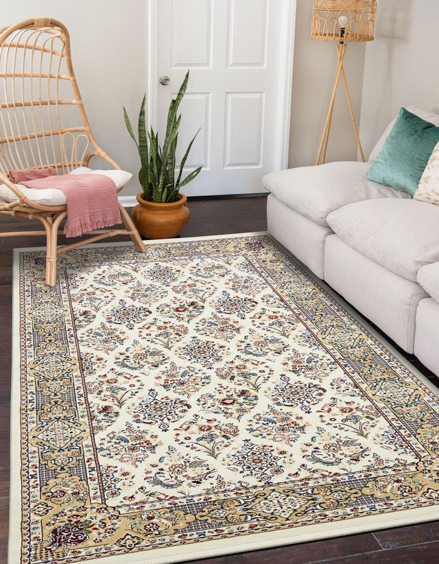 Ivory 10' x 13' 1 Narenj Rectangle Area Rug 85% Polypropylene & 15% Polyester Traditional Classic Carpet for Living, Dining, Bedrooms, Office for Sale at Rug Engine