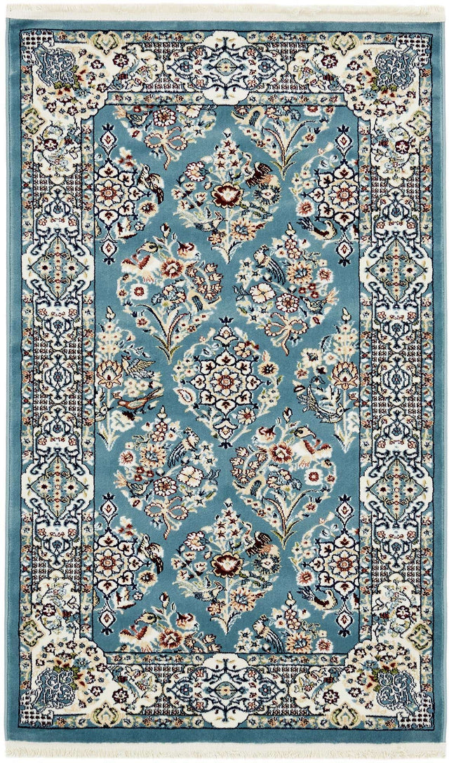 Blue 3' 1 x 5' 3 Narenj Rectangle Area Rug 85% Polypropylene & 15% Polyester Traditional Classic Carpet for Living, Dining, Bedrooms, Office for Sale at Rug Engine