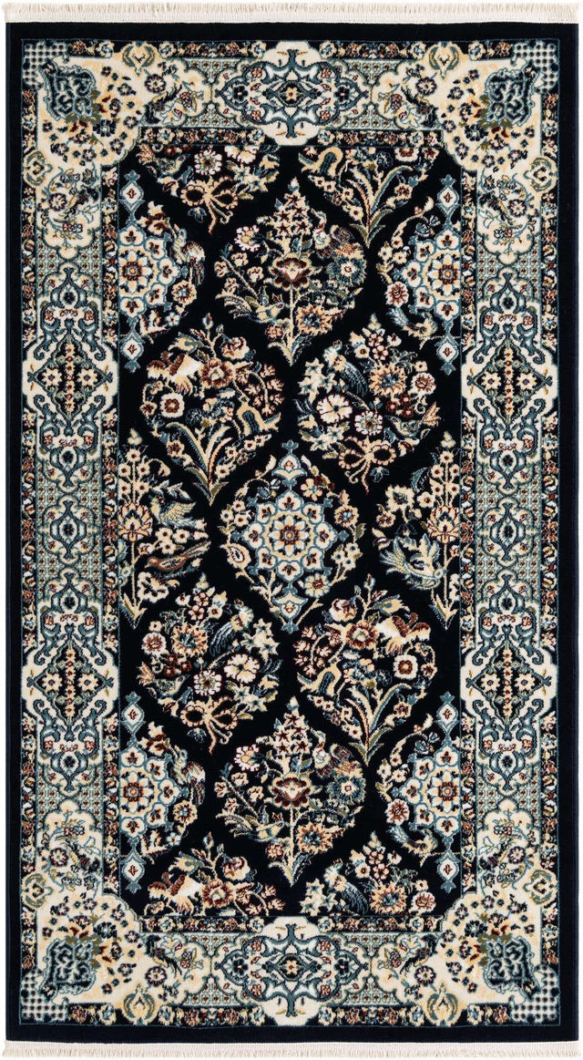 Navy Blue 3' 1 x 5' 3 Narenj Rectangle Area Rug 85% Polypropylene & 15% Polyester Traditional Classic Carpet for Living, Dining, Bedrooms, Office for Sale at Rug Engine