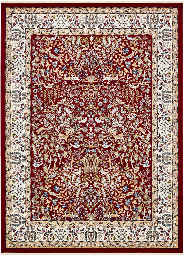 Burgundy 10' x 13' 1 Narenj Rectangle Area Rug 85% Polypropylene & 15% Polyester Traditional Classic Carpet for Living, Dining, Bedrooms, Office for Sale at Rug Engine