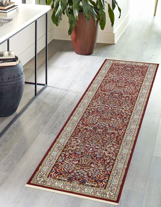 Burgundy 2' 11 x 13' 1 Narenj Runner Area Rug 85% Polypropylene & 15% Polyester Traditional Classic Carpet for Living, Dining, Bedrooms, Office for Sale at Rug Engine