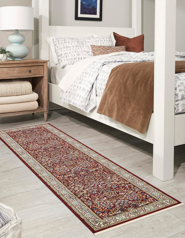 Burgundy 2' 11 x 13' 1 Narenj Runner Area Rug 85% Polypropylene & 15% Polyester Traditional Classic Carpet for Living, Dining, Bedrooms, Office for Sale at Rug Engine