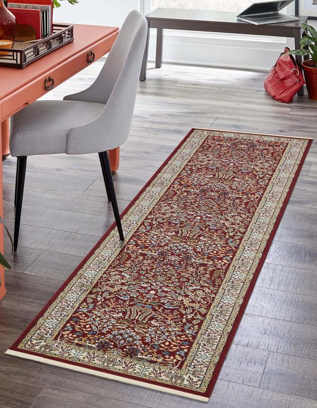 Burgundy 2' 11 x 13' 1 Narenj Runner Area Rug 85% Polypropylene & 15% Polyester Traditional Classic Carpet for Living, Dining, Bedrooms, Office for Sale at Rug Engine