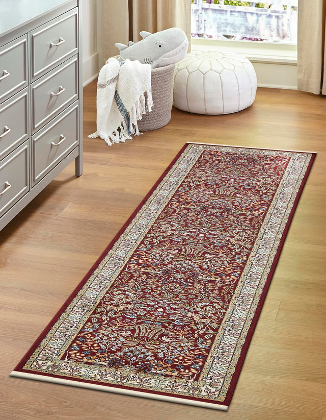 Burgundy 2' 11 x 13' 1 Narenj Runner Area Rug 85% Polypropylene & 15% Polyester Traditional Classic Carpet for Living, Dining, Bedrooms, Office for Sale at Rug Engine